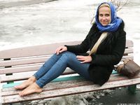 Feet - Nina D - 2017-04-19 Bare feet in the cold slush