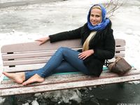 Feet - Nina D - 2017-04-19 Bare feet in the cold slush
