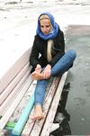 Feet - Nina D - 2017-04-19 Bare feet in the cold slush