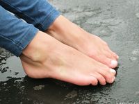 Feet - Nina D - 2017-04-19 Bare feet in the cold slush
