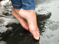 Feet - Nina D - 2017-04-19 Bare feet in the cold slush