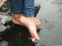 Feet - Nina D - 2017-04-19 Bare feet in the cold slush