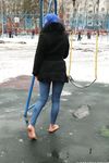Feet - Nina D - 2017-04-19 Bare feet in the cold slush