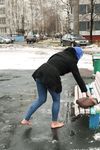 Feet - Nina D - 2017-04-19 Bare feet in the cold slush