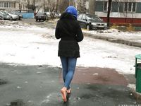 Feet - Nina D - 2017-04-19 Bare feet in the cold slush