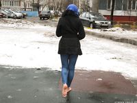 Feet - Nina D - 2017-04-19 Bare feet in the cold slush