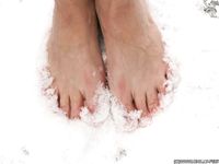 Feet - Oksana B - 2011-09-22 Hot feet on wet snow