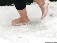 Feet - Oksana B - 2011-09-22 Hot feet on wet snow