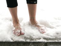 Feet - Oksana B - 2011-09-22 Hot feet on wet snow