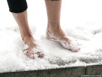 Feet - Oksana B - 2011-09-22 Hot feet on wet snow