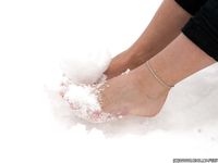Feet - Oksana B - 2011-09-22 Hot feet on wet snow