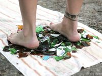 Feet - Olya with friends - 2006-02-15 Fire and glass test for bare feet