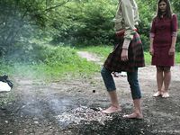 Feet - Olya with friends - 2006-02-15 Fire and glass test for bare feet