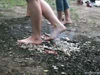 Feet - Olya with friends - 2006-02-15 Fire and glass test for bare feet