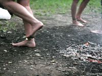 Feet - Olya with friends - 2006-02-15 Fire and glass test for bare feet