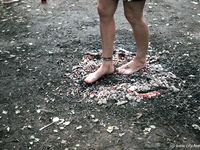Feet - Olya with friends - 2006-02-15 Fire and glass test for bare feet