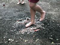 Feet - Olya with friends - 2006-02-15 Fire and glass test for bare feet