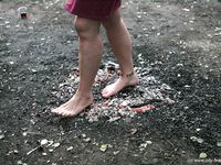 Feet - Olya with friends - 2006-02-15 Fire and glass test for bare feet