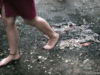 Feet - Olya with friends - 2006-02-15 Fire and glass test for bare feet