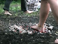 Feet - Olya with friends - 2006-02-15 Fire and glass test for bare feet