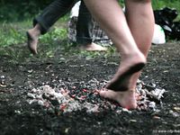 Feet - Olya with friends - 2006-02-15 Fire and glass test for bare feet