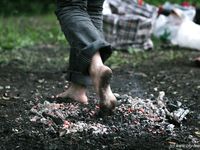 Feet - Olya with friends - 2006-02-15 Fire and glass test for bare feet