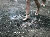 Feet - Olya with friends - 2006-02-15 Fire and glass test for bare feet