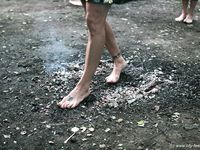 Feet - Olya with friends - 2006-02-15 Fire and glass test for bare feet
