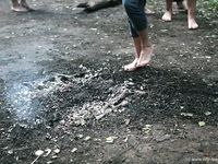 Feet - Olya with friends - 2006-02-15 Fire and glass test for bare feet