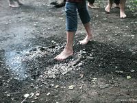 Feet - Olya with friends - 2006-02-15 Fire and glass test for bare feet