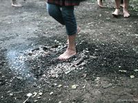 Feet - Olya with friends - 2006-02-15 Fire and glass test for bare feet