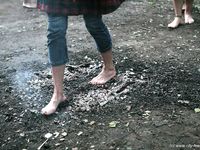 Feet - Olya with friends - 2006-02-15 Fire and glass test for bare feet