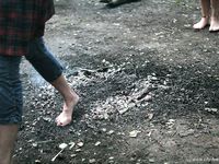 Feet - Olya with friends - 2006-02-15 Fire and glass test for bare feet