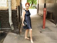 Feet - Toria - 2013-08-24 Redhead beauty in blue dress