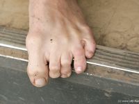 Feet - Valya + Ira + Jenya - 2006-12-25 Three barefoot girls