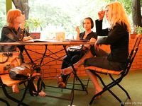 Feet - Valya + Ira + Jenya - 2006-12-25 Three barefoot girls