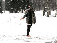 Feet - Victoria - 2013-06-12 Barefoot in deep fresh snow