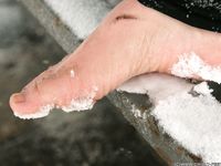 Feet - Victoria - 2013-06-12 Barefoot in deep fresh snow