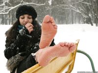 Feet - Victoria - 2013-06-12 Barefoot in deep fresh snow