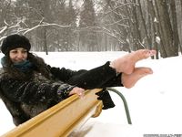 Feet - Victoria - 2013-06-12 Barefoot in deep fresh snow