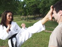 Barefoot Karate Facekicks