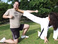 Barefoot Karate Facekicks