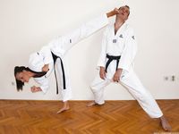 Barefoot Karate Facekicks