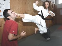 Barefoot Karate Facekicks