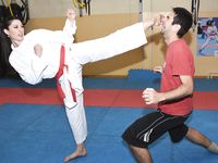 Barefoot Karate Facekicks