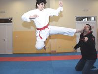 Barefoot Karate Facekicks
