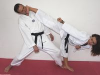 Barefoot Karate Facekicks
