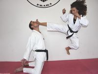 Barefoot Karate Facekicks