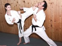 Barefoot Karate Facekicks