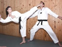 Barefoot Karate Facekicks